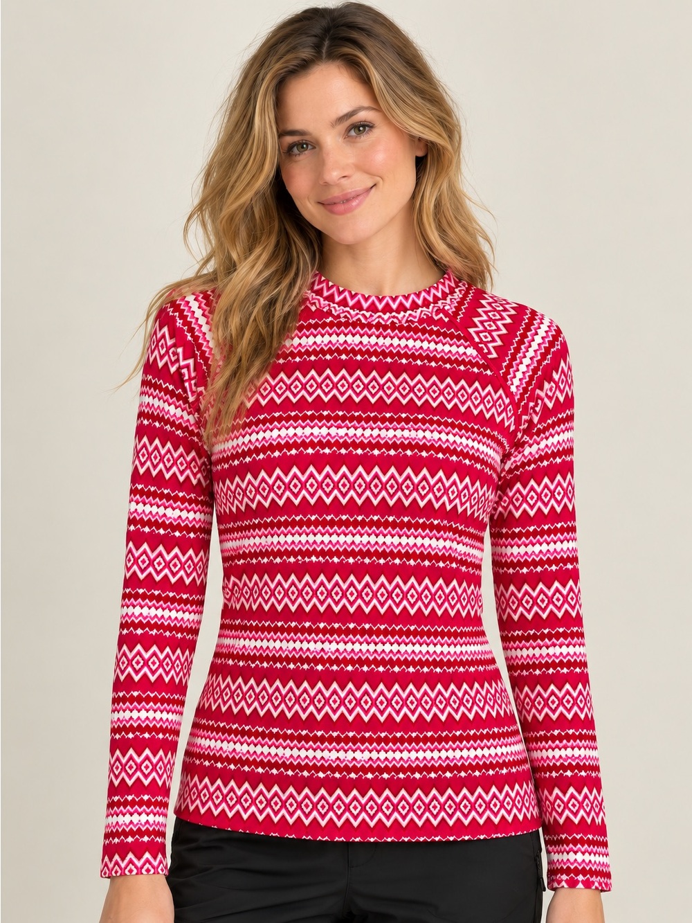 Krimson Klover Vista Base Layer Top Ziggy Red Fair Isle NWT Small